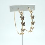 Crystal Butterfly Hoop Earrings Gold
