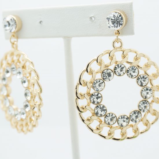 Crystal Chain Earrings Gold