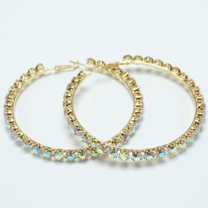 Large Crystal Hoop Earrings Gold AB Crystals