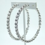 Large Crystal Hoop Earrings Silver