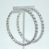 Large Crystal Hoop Earrings Silver