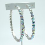 Large Crystal Hoop Earrings Silver AB Crystals