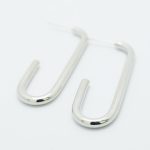 14k White Gold Dipped Oval Hoop Earrings