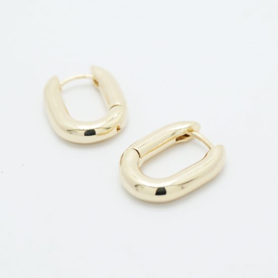 14k Gold Dipped Oval Hoop Huggie Earrings