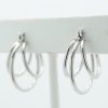 14k White Gold Dipped Triple Hoop Earrings