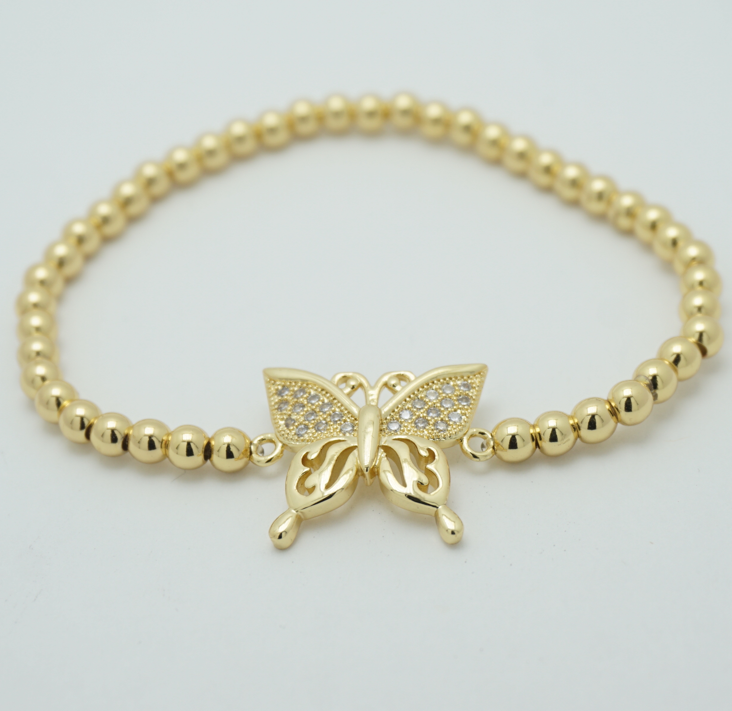 Butterfly Ball Stretch Bracelet in Gold