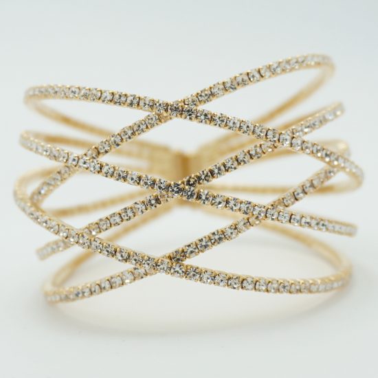 Criss Cross Crystal Bracelet in Gold