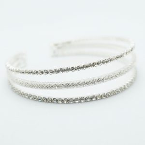 Crystal 3 Row Bracelet in Silver