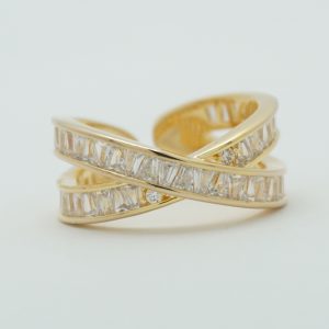 Crystal X Ring in Gold