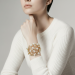 Gold Pearl Cluster Bracelet on Model