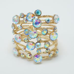 Gold AB Crystal Cluster Bracelet