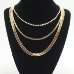 Layered and Crystal Gold Necklace Set