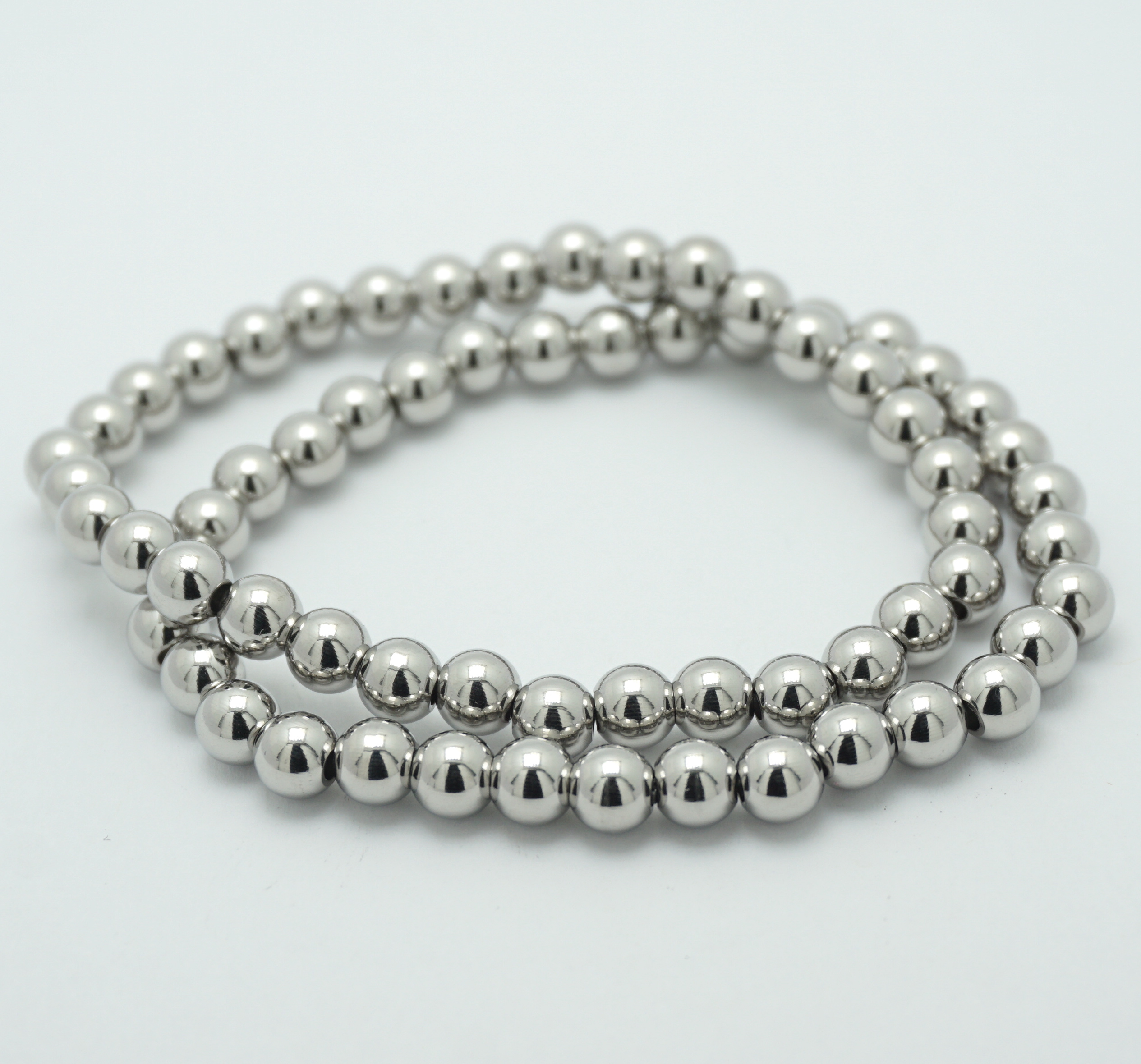 Stretch Ball Bracelets in Silver