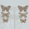 Three Drop Butterfly Earrings in Gold