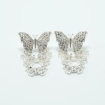 Three Drop Butterfly Earrings in Silver