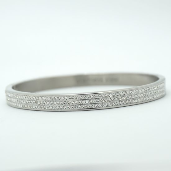 Three Row Crystal Bracelet in Silver