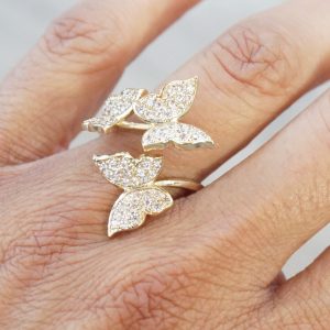 Butterfly Ring in Gold on Finger