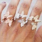 All 3 Butterfly Rings on Finger Rose Gold, Silver and Gold