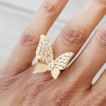 Flying Butterfly Ring in Gold on Finger