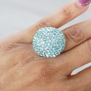 Ice Blue Dome Ring on Finger