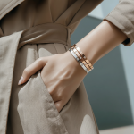 Band Bracelet with Crystals in Rose Gold, Gold and Silver on Model