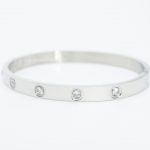 Band Bracelet with Crystals in Silver