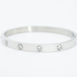 Band Bracelet with Crystals in Silver