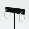 Skinny Crystal Hoop Earrings Medium in Gold on Stand