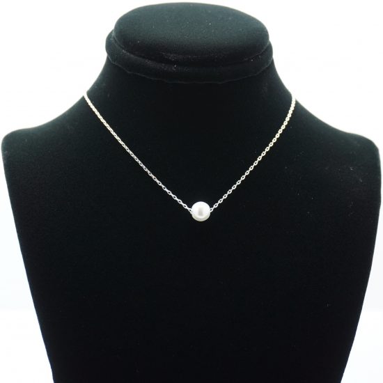 Solo Pearl Necklace White Gold Dipped Chain