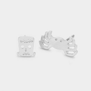 Skull and Spider Stud Earrings in Silver