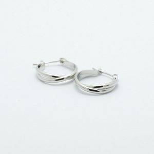 14K White Gold Dipped Double Layered Hoop Earrings