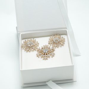 Crystal Snowflake Earring and Ring Set in Gold