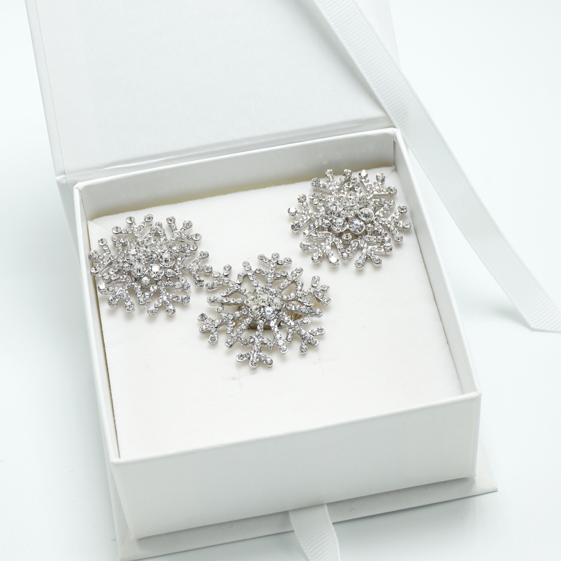 Crystal Snowflake Earring and Ring Set in Silver