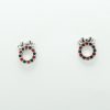 Wreath Stud Earrings with Red and Black stones and Silver Bow