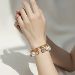 Geometric Pearl Charm Bracelet on Model