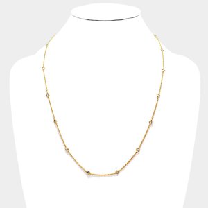 Gold Dipped Crystal Station Necklace 24 inch
