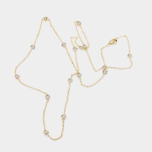 Gold Dipped Crystal Station Necklace