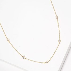 Gold Dipped Crystal Station Necklace