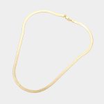 Gold Plated 4mm Herringbone Chain Necklace 16 inch