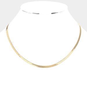 Gold Plated 4mm Herringbone Chain Necklace 18-inch