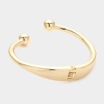 Metal Ball Tip Hinged Cuff Bracelet in Gold
