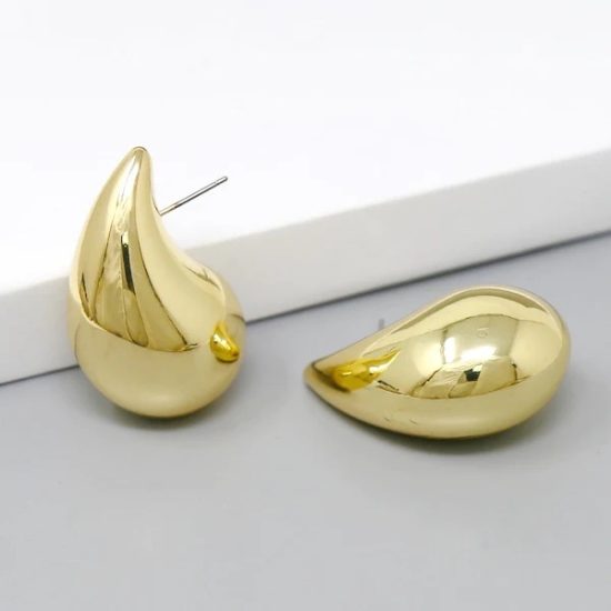 Pierced Oversized Teardrop Earrings in Gold