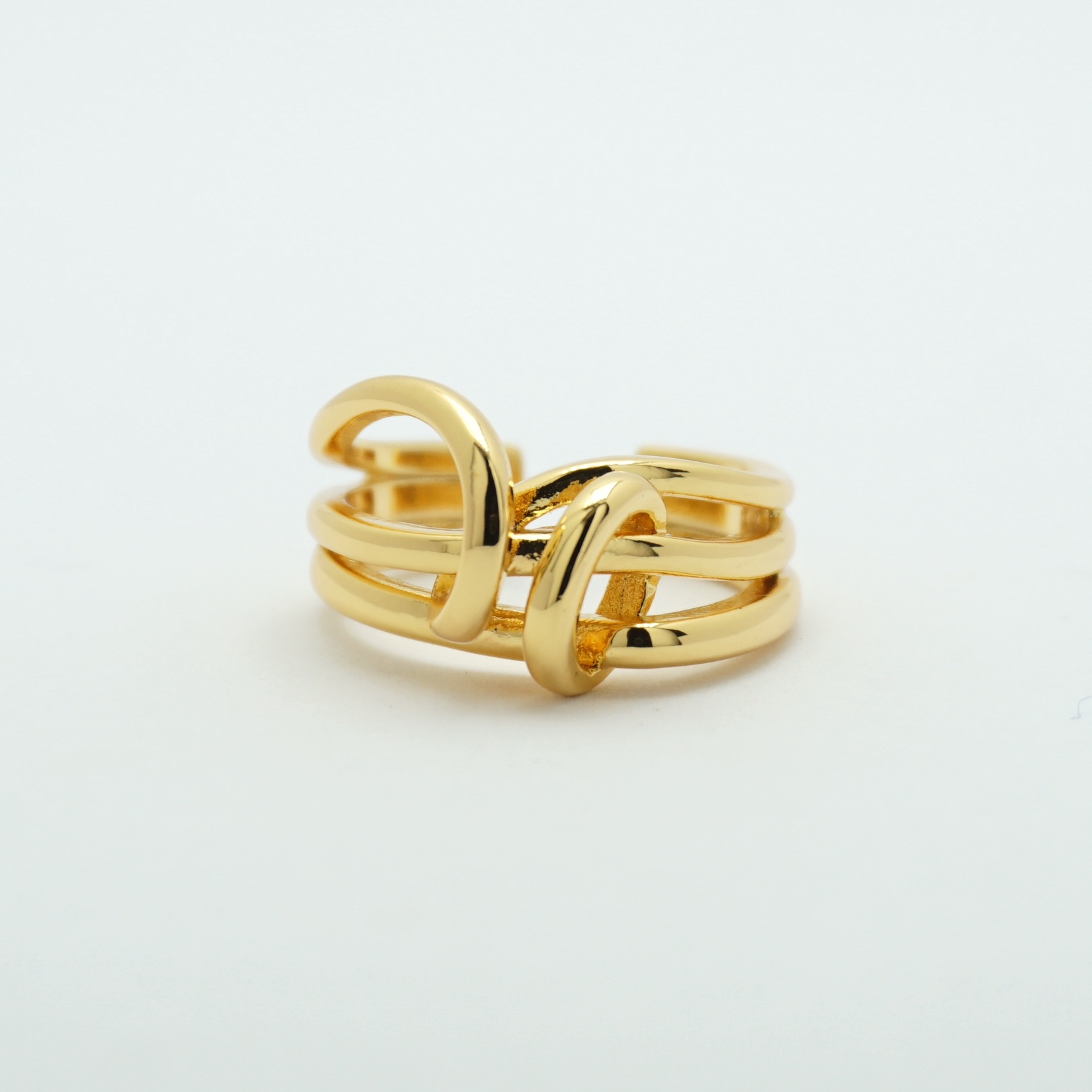 Adjustable 18k Gold Dipped Wavy Ring