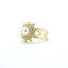 Adjustable Center Pearl Starburst Ring in Gold