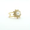 Adjustable Center Pearl Starburst Ring in Gold