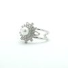 Adjustable Center Pearl Starburst Ring in Silver