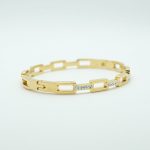 Chain Link Crystal Bangle Bracelet in Gold