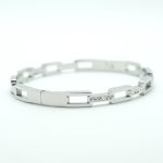 Chain Link Crystal Bangle Bracelet in Silver