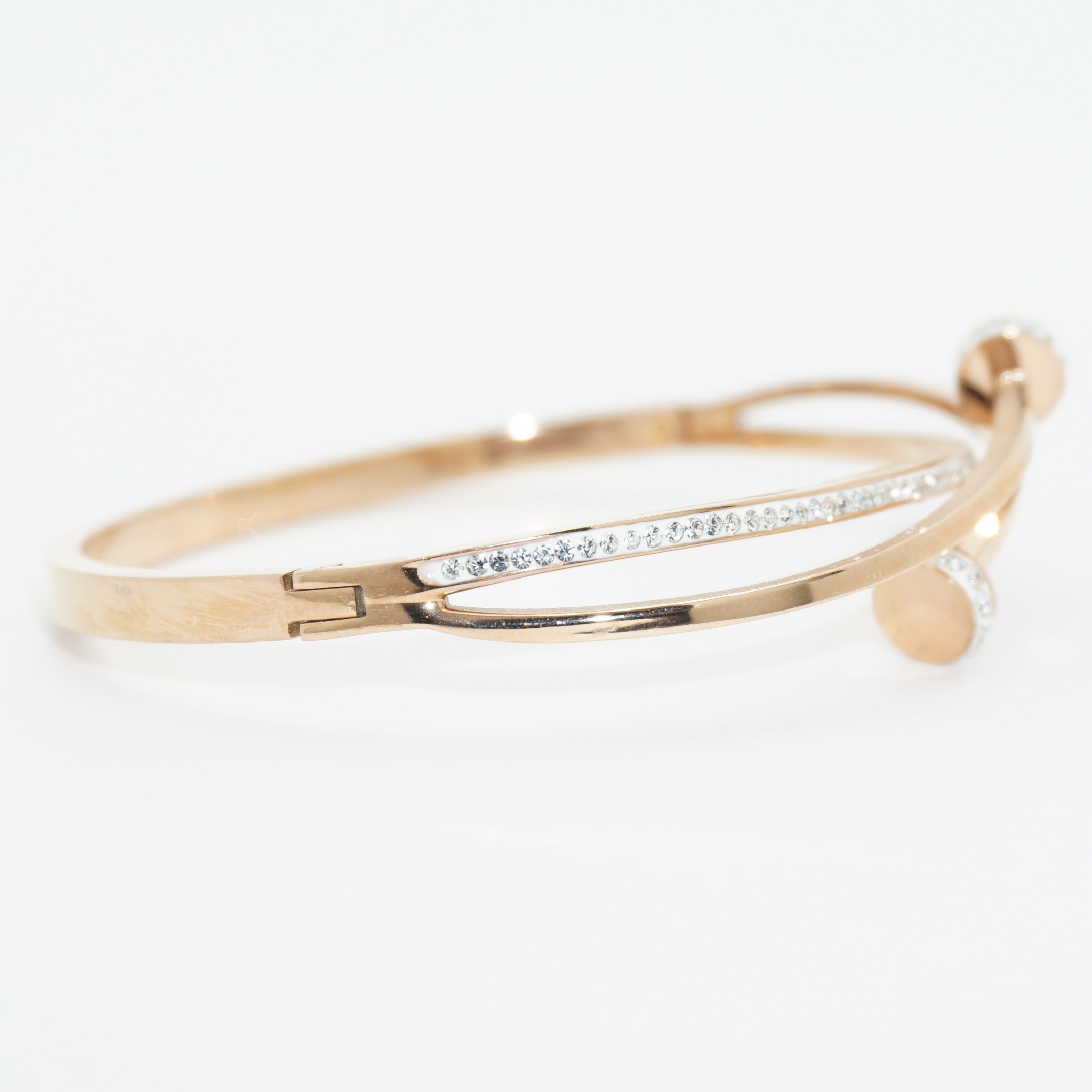 Double Nail Bracelet with Crystals in Rose Gold
