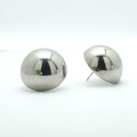 Large Button Stud Earrings in Silver